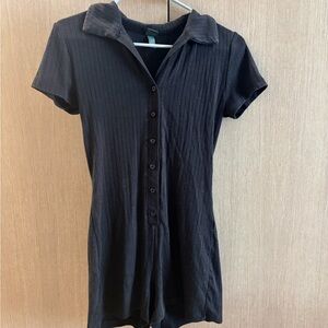 wild fable Black Ribbed Button-Up Romper